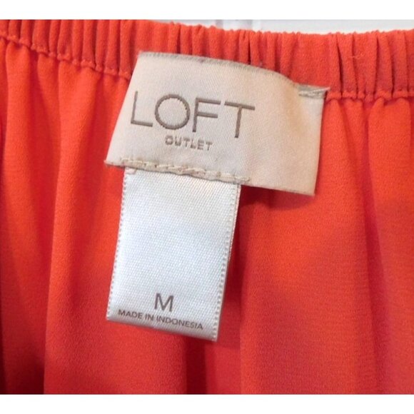 Loft Outlet Women Size M Medium Coral Flowy Top Shirt Short Sleeve - Picture 4 of 5